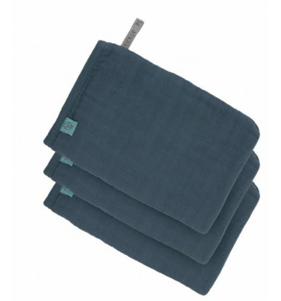 MUSLIN WASH GLOVE SET 3P NAVY 231