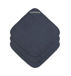 MUSLIN WASHCLOTH SET 3P NAVY 231