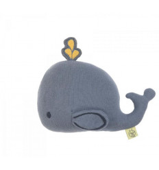 KNIT TOY RATTLE/CRACKLE WATER WHALE 24