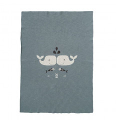 KNITTED BLANKET 80X100 WHAL BLU FOG 25