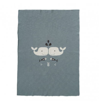 KNITTED BLANKET 80X100 WHAL BLU FOG 25