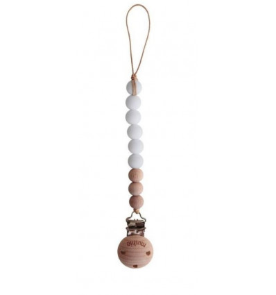 PACIFIER CLIP CLEO WHITE/WOOD 211