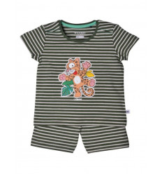UNISEX PYJAMA, DONKERGROEN-GEBROKEN WIT