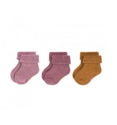 NEWBORN SOCK GOTS 3P ROSEWOOD12-14 25