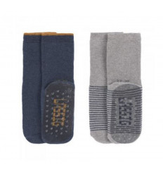ANTI-SLIP SOCK 2P BLUE/GREY 23-26 25