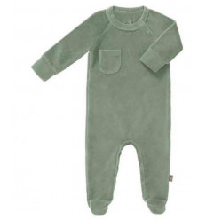PYJAM VELOUR FEET FOREST GREEN6-12M 25