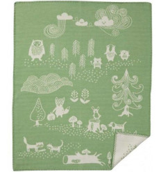 BLANKET WOVEN COTTON LITTLE BEAR GREEN 9