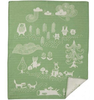 BLANKET WOVEN COTTON LITTLE BEAR GREEN 9