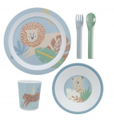 MELAMINE DINNER SET 5P WILDLIFE PINK 21