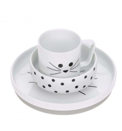 DISH SET PORCELAIN/SIL LTL CHUM CAT 231