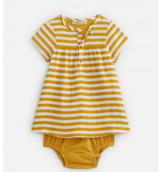 COCON SET ROBE+ BLOOMER JAUNE BIO 6M