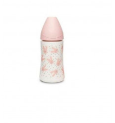 FLES PA SIL 3POS 270ML PINK RABBITS 21