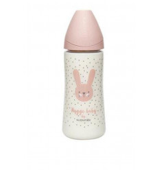 FLES PA SIL 360ML PINK RABBITS 241