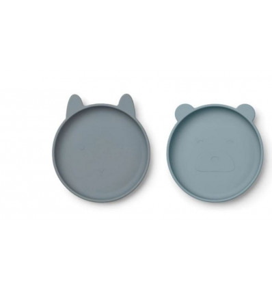 OLIVIA PLATE 2 PACK BLUE MIX 21