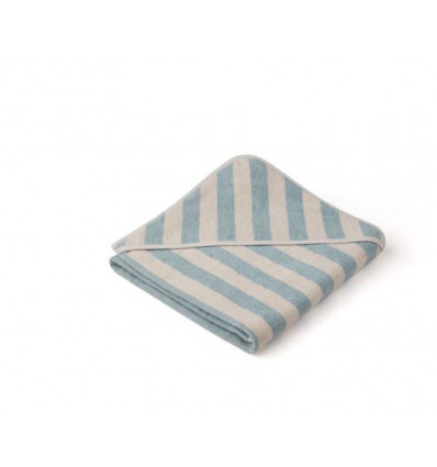 LOUIE HOODED TOWEL Y/D STRIPE SEA 202