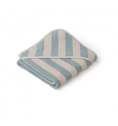 ALBA HOODED TOWEL Y/D STRIPE SEA 202