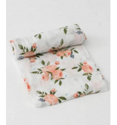 MUSLIN SWADDLE SINGLE WATERCOLOR ROSE 23