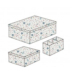 STORAGE BOX SET OF 3 PRESSED LEAVES 20