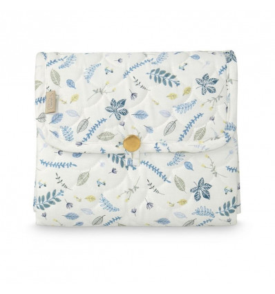CHANGING MAT QUILTED LEAVES BLUE 21