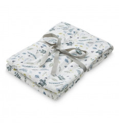 SWADDLE MUSLIN LIGHT LEAVES BLUE 21