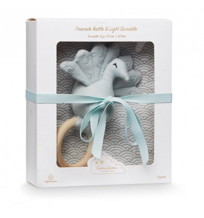 GIFT BOX SWADDLE+RATTLE GRY WAVE MED 21