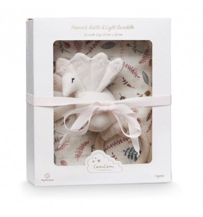 GIFT BOX SWADDLE+RATTLE LEAVES ROSE 21