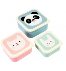 SNACKBOX SET/3 PANDA CAT RABBIT