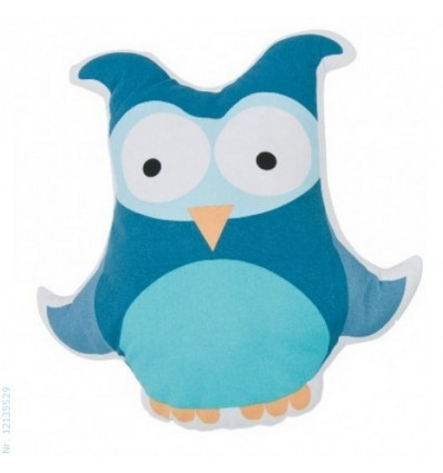 PRINTED CUSHION L OWL BLUE 62