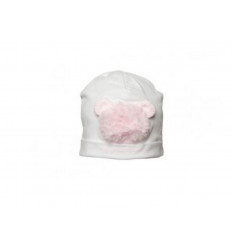 G BONNET TEDDY BEAR FUR WHI/PINK