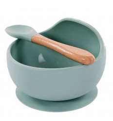 B-SUCTION BOWL SILICONE & SPOON BLAUW 25