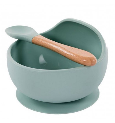 B-SUCTION BOWL SILICONE & SPOON BLAUW 25