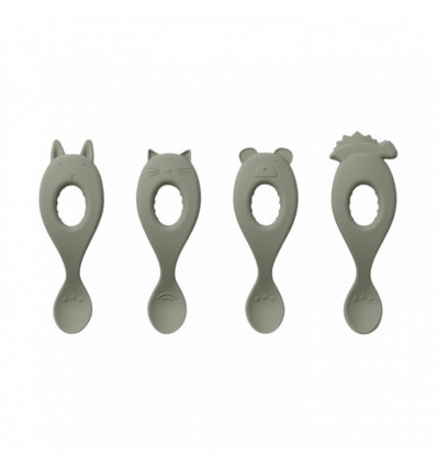 LIVA SILICONE SPOON 4-PACK FAUNE GRN 202