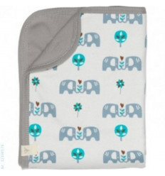DEKEN WIEG ELEFANT BLAUW/BRUIN