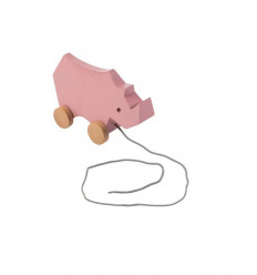 WOODEN PULL-ALONG TOY RHINO VINTAGE 201