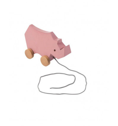 WOODEN PULL-ALONG TOY RHINO VINTAGE 201