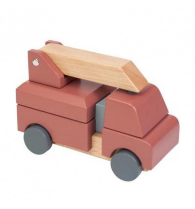 WOODEN FIRE TRUCK STACKING TOY RED 211