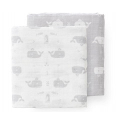 SWADDLE SET 2ST 70X60 WHALE DAWN GREY 21