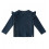 NAVY WAFFLE RUFFLE SHOULDER TOP NAVY 201