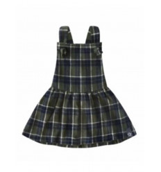 CHECKS DUNGAREE DRESS DESK GREEN 201