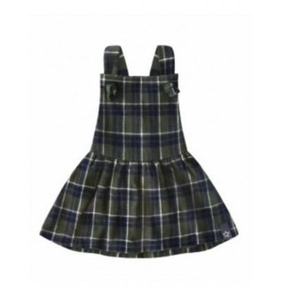 CHECKS DUNGAREE DRESS DESK GREEN 201