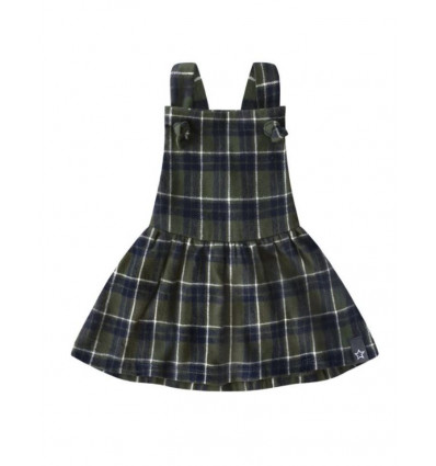 CHECKS DUNGAREE DRESS DESK GREEN 201