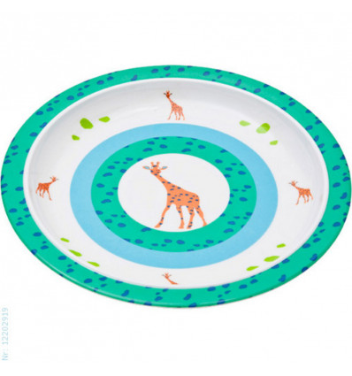 PLATE WILDLIFE GIRAFFE BLUE / GREEN 5