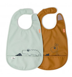 BIB W/VELCRO DEER FRIENDS MUSTARD/GR 241