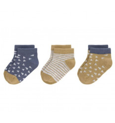 SNEAK SOCK GOTS 3P CURRY/BLUE 15-18 25