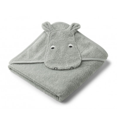 ALBERT HOODED TOWEL HIPPO DOVE BLUE 21