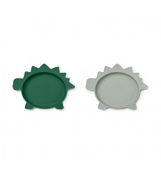 OLIVIA PLATE 2P DINO GREEN/DOVE BLUE 21