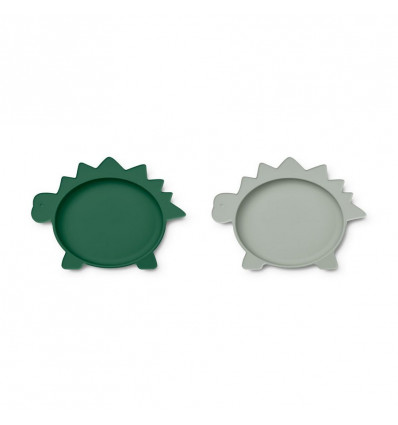 OLIVIA PLATE 2P DINO GREEN/DOVE BLUE 21