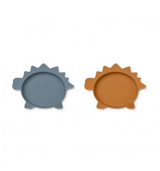 OLIVIA PLATE 2P DINO BLUE/MUSTARD 21