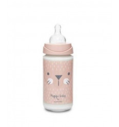 FLES GLAS SIL 3POS 240ML PINK WHISKER 23