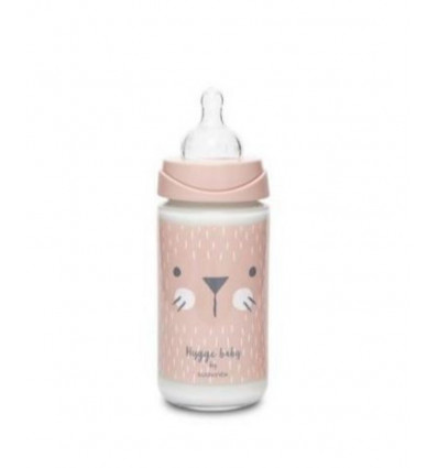 FLES GLAS SIL 3POS 240ML PINK WHISKER 23